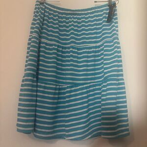 NWT Kim Rogers Turquoise and White Striped Skirt size XL